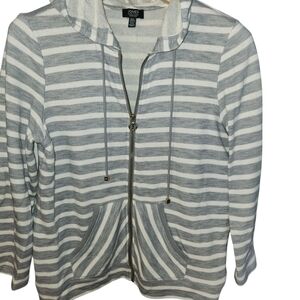 Jones New York Gray Striped Women's Top SKU C08